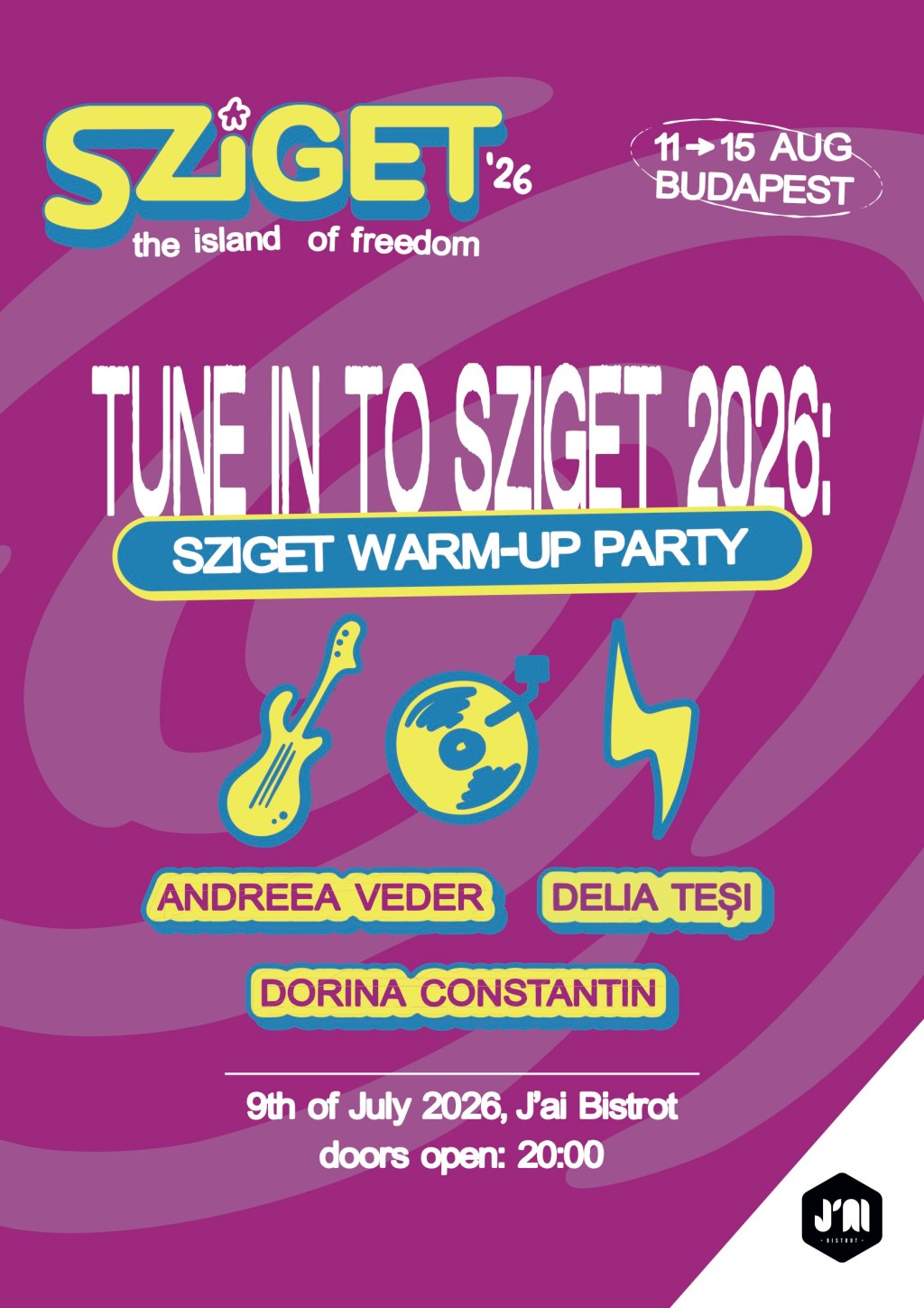 Party Alert: Sziget Warm-Up Party 2026 @ J’ai&nbsp;Bistrot